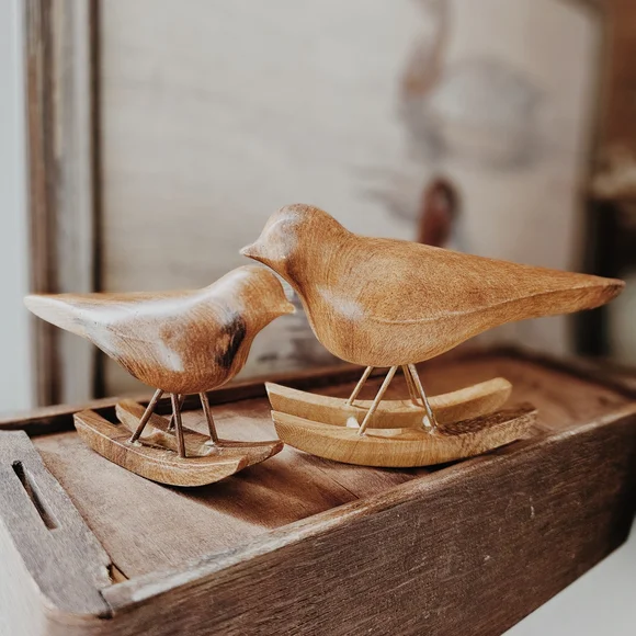 Sullivans Mid-Century Modern Set Of Wood Rocking Birds - Picture 2 of 5